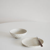 Cream Organic Dimpled Handbrushed Rice Bowl