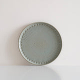 Carved Speckled Sage Green Flat Dinner Plate