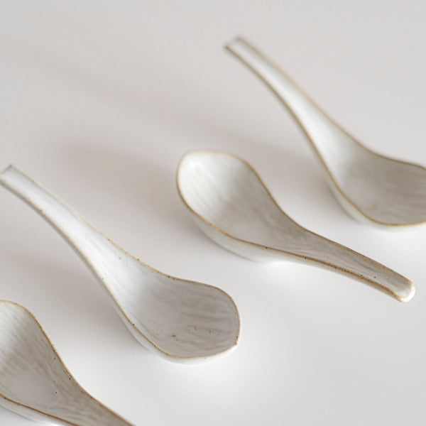 Organic Shaped Rustic White Soup Spoon