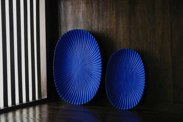 Persian Blue Scallop Oval Plate (2 Sizes - Grande & Petite)
