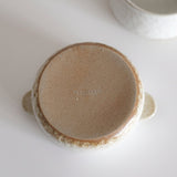 Speckled White Burnt Lug Soup Bowl (with Handles)
