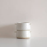 Speckled White Burnt Lug Soup Bowl (with Handles)