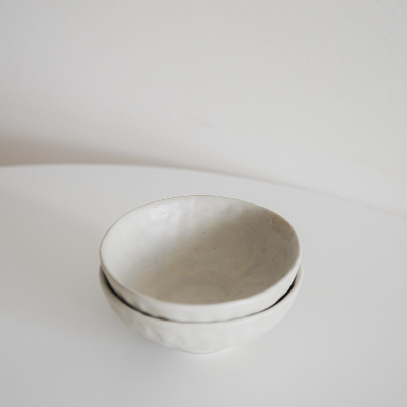 Cream Organic Dimpled Handbrushed Rice Bowl