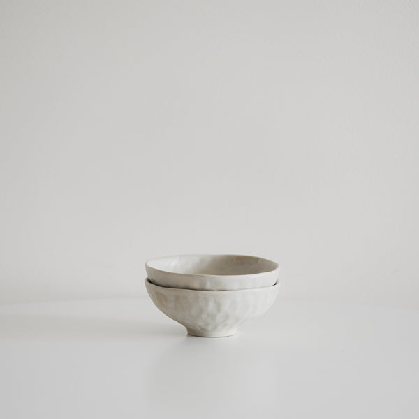 Cream Organic Dimpled Handbrushed Rice Bowl