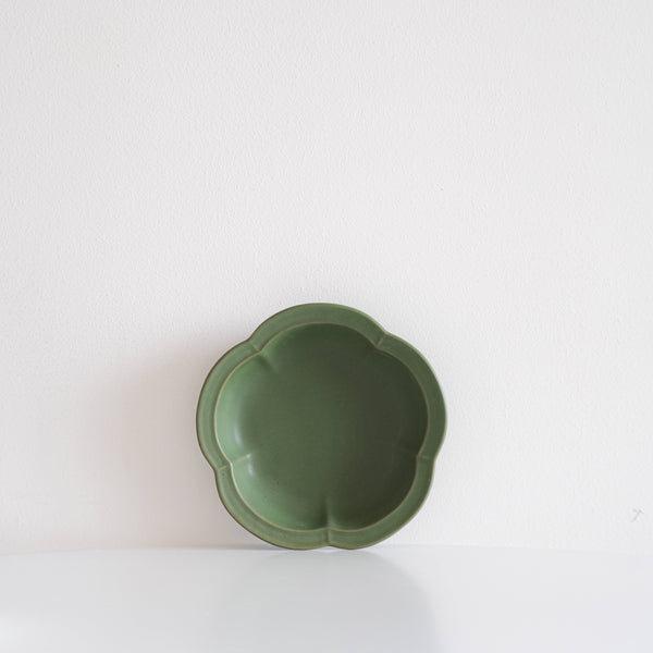 Emerald Green Buttercup Floral Deep Dish Bowl
