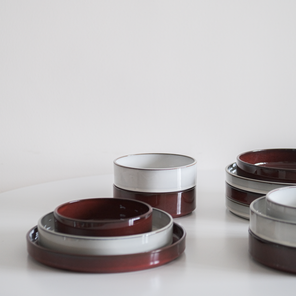 Glossy Garnet Red Straight Edge Dinnerware (Plates and Bowls)