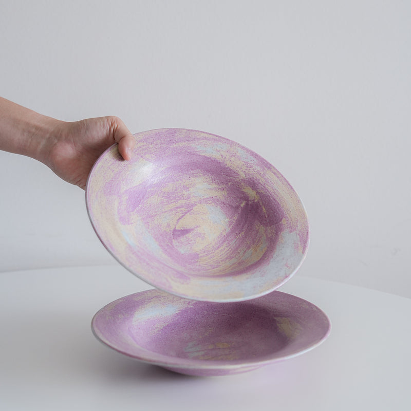 Dusk Marble Wide Rim Pasta Plate