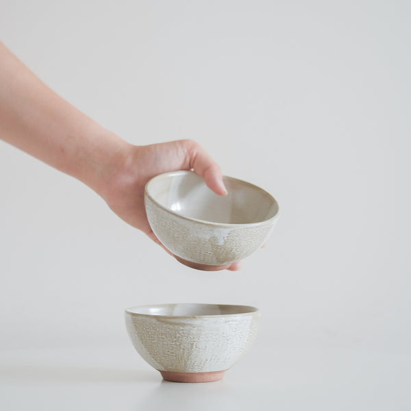 Glossy Wabi White Rice Bowl