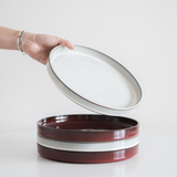 Glossy Garnet Red Straight Edge Dinnerware (Plates and Bowls)