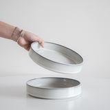 Glossy Salt White Straight Edge Dinnerware (Plates and Bowls)
