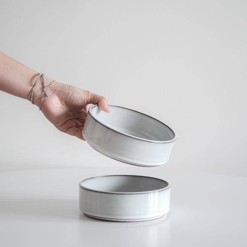 Glossy Salt White Straight Edge Dinnerware (Plates and Bowls)