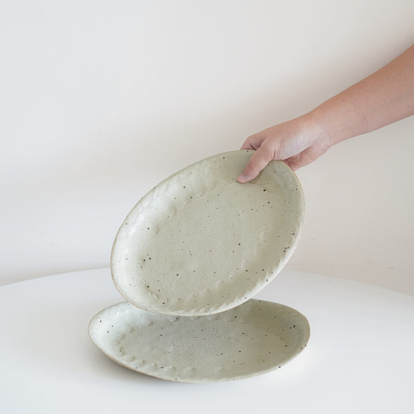 Speckled Green Pistachio Organic Shaped Plate