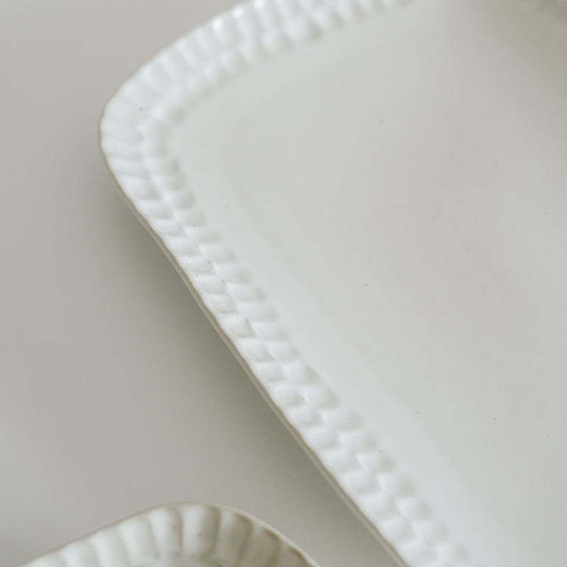 Speckled White Organic Hand Pressed Platter