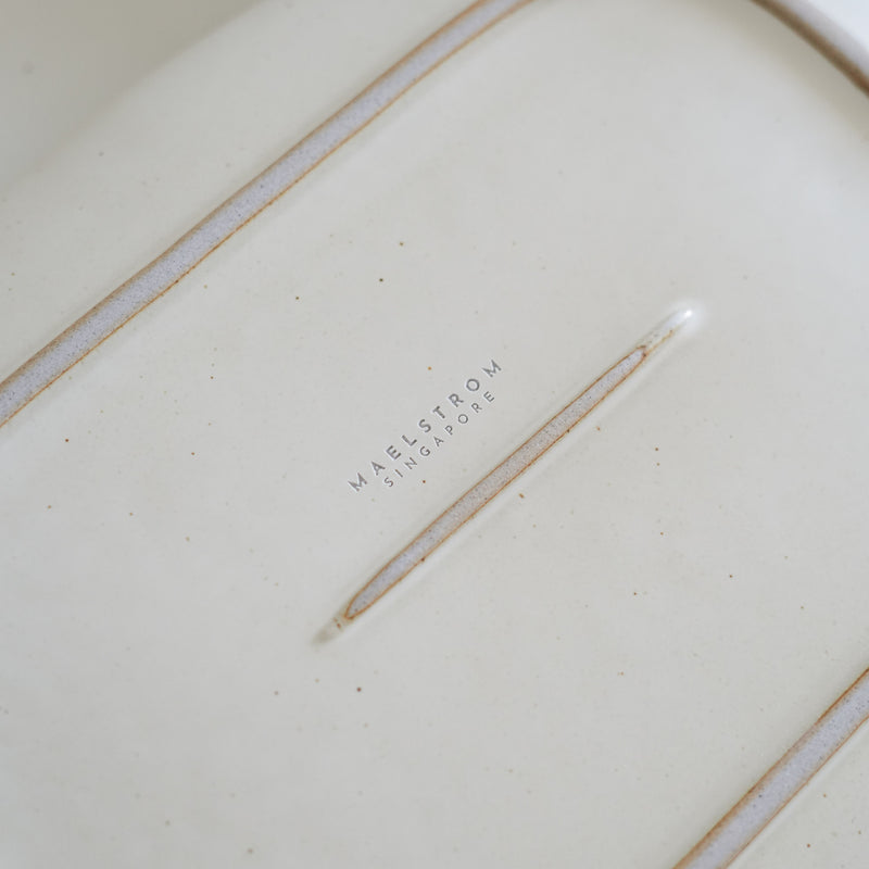 Speckled White Organic Hand Pressed Platter