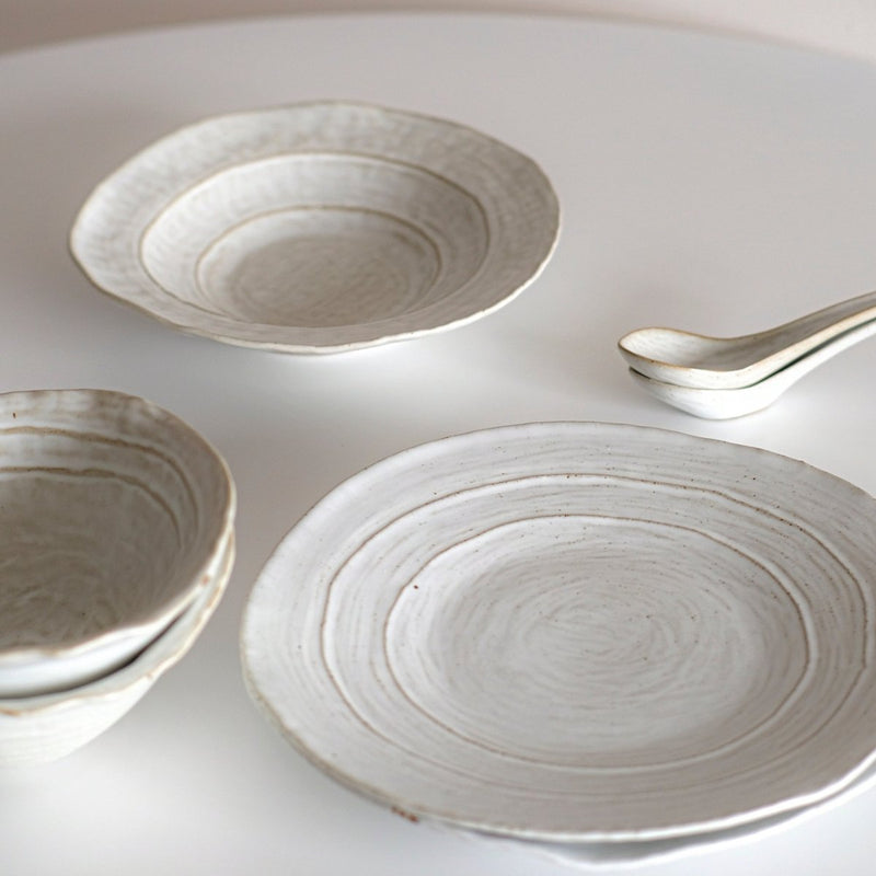 Organic Shaped Rustic White Dinner Plate